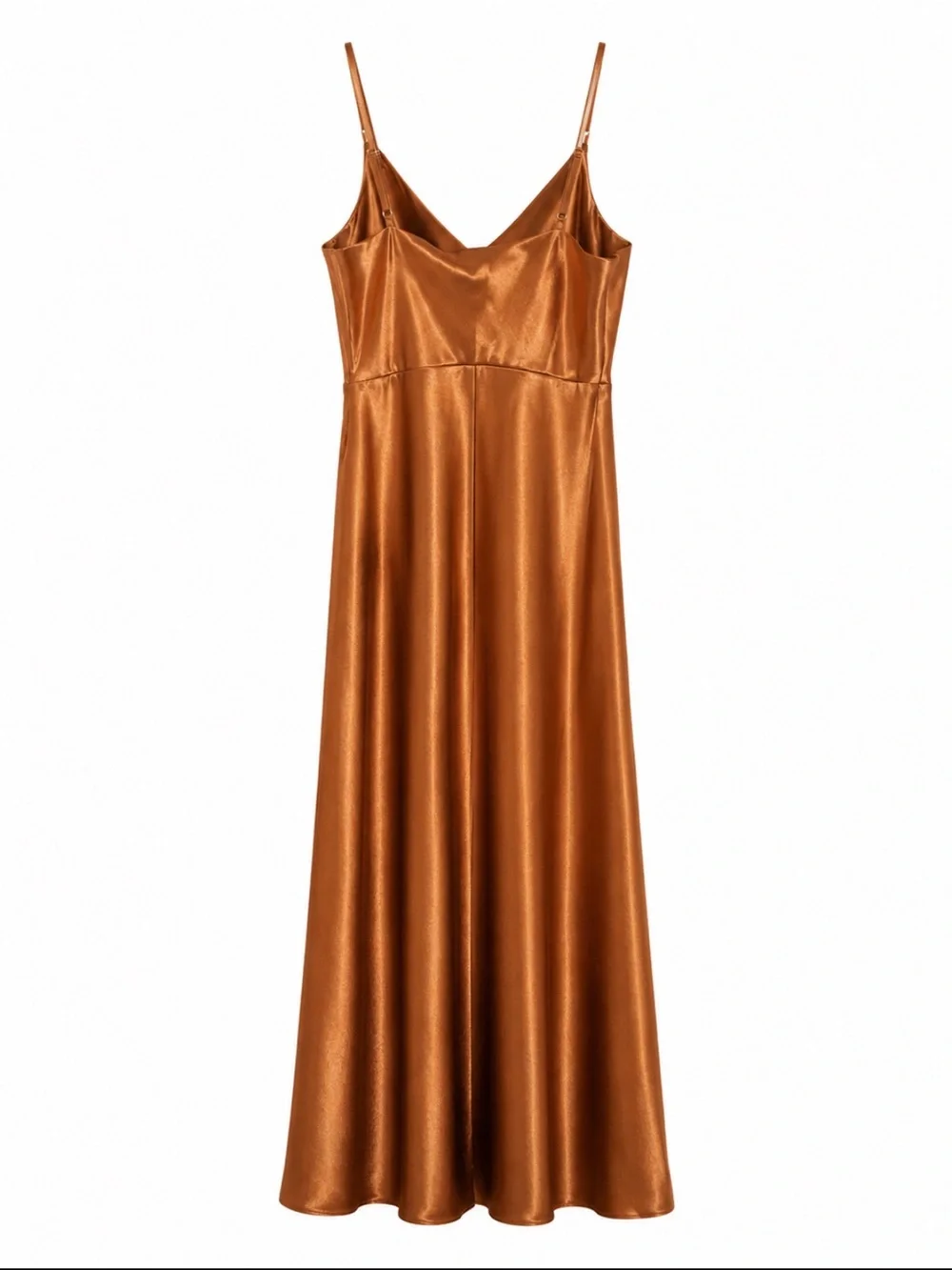 Birdy Grey Copper Satin Cowl Slip Maxi Dress with Thigh Slit
